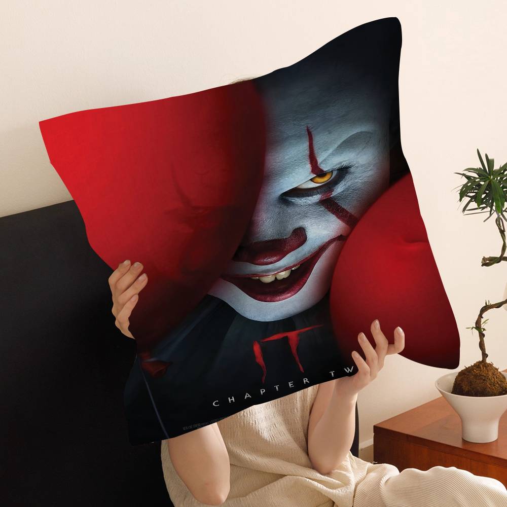 Horror P-Pennywise Clown Pillow Cover For Bedroom Room And Living Room Sofa Decorative Cushion Cover