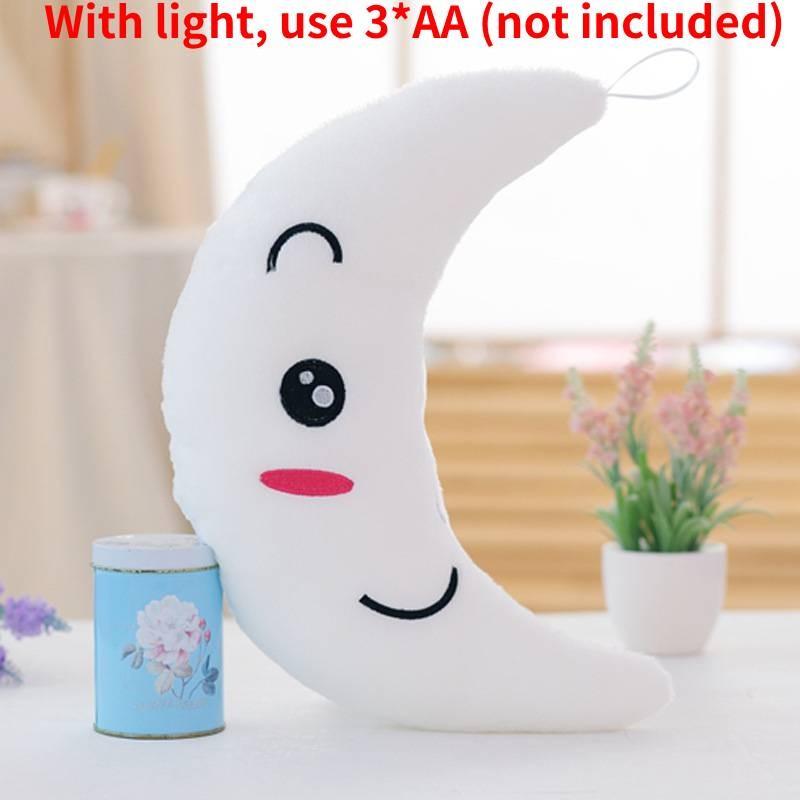 Colorful Illuminated Plush Pillows In Adorable Star Moon And Heart Shapes For Kids