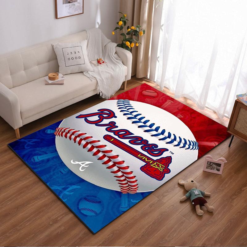 "Baseball Braves Logo Design Rug Decor - Non-slip rug suitable for living room and bedroom sofas"
