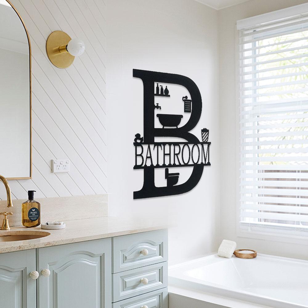 DDPNKL 1PC Metal Bathroom Wall Decor, Farmhouse Metal Bathroom Wall Art,Funny Bathroom Sign for Modern Home Hanging Decorations.
