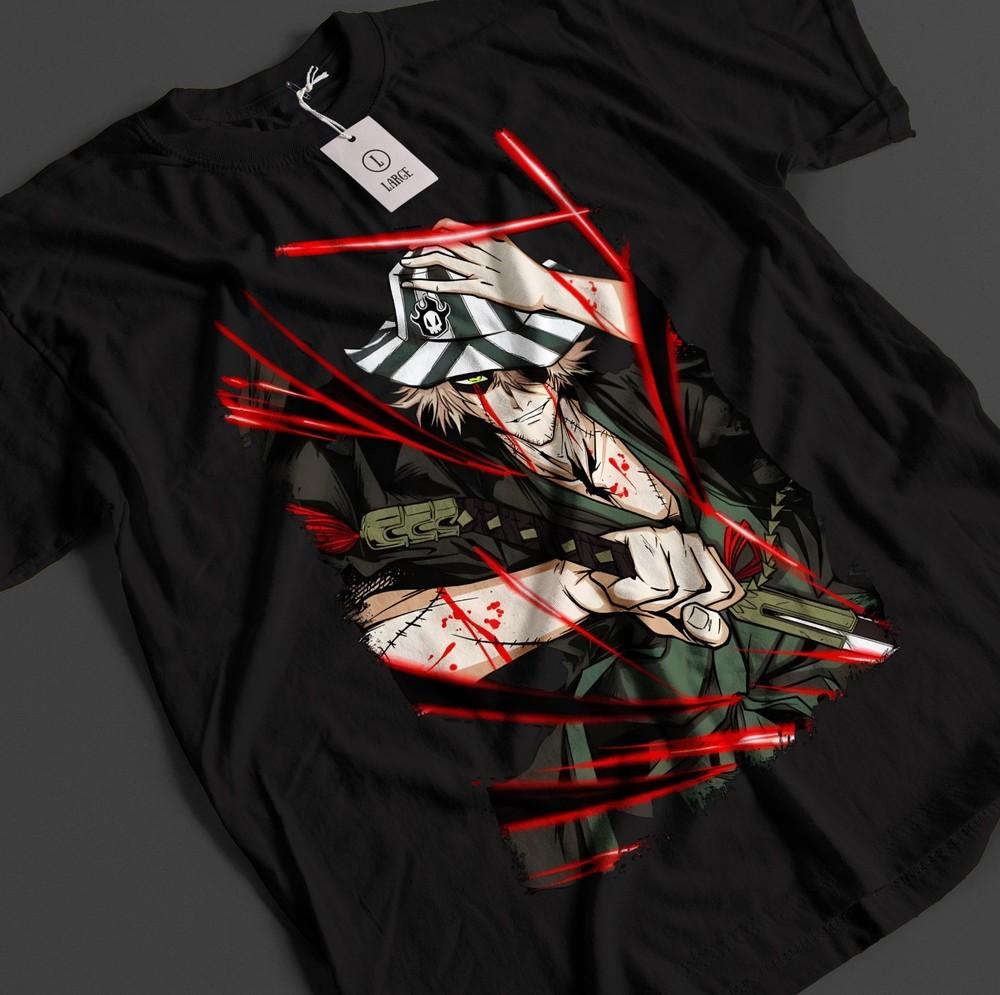 

Bleach Anime Shirt Urahara T-Shirt Ichigo Bankai Tshirt Aizen Zaraki Unisex Tee S