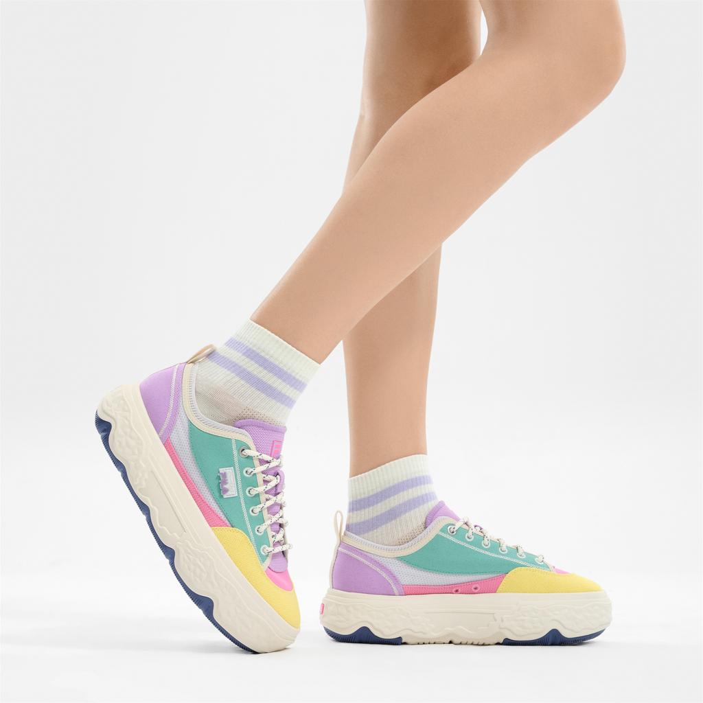 Fila Rock Comfortable Casual Low-Top Canvas Shoes Women Sneakers Yellow Blue F12W421301FBG