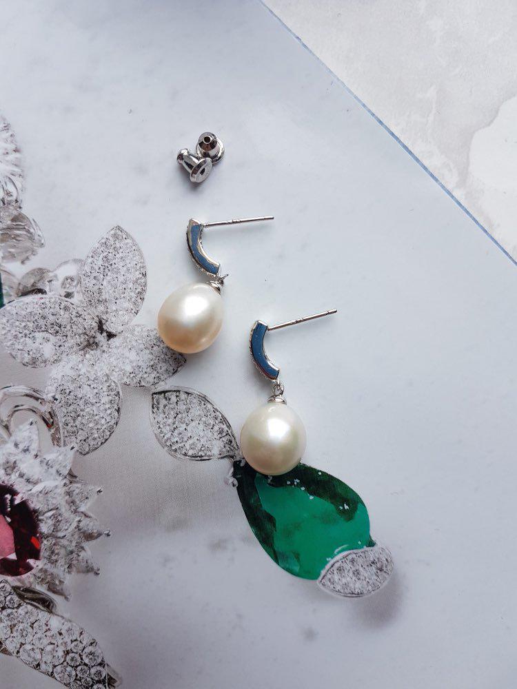 PAG&MAG Pearl Stud Earrings: S925 Sterling Silver, 3A Zircon, 9 Freshwater Pearls