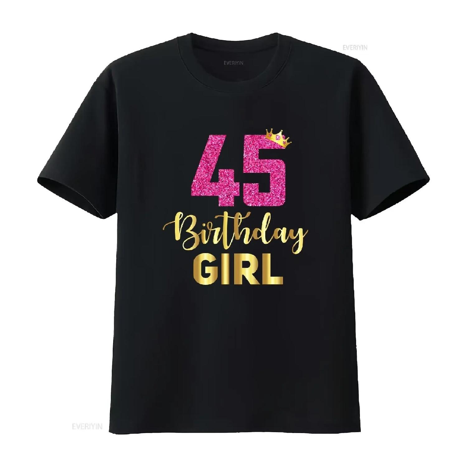 Футболка на 45-летие для женщин, для нее, 45 лет, винтажная, стираная, удобная, дизайнерская одежда, графический стиль, уличная мода S чёрный