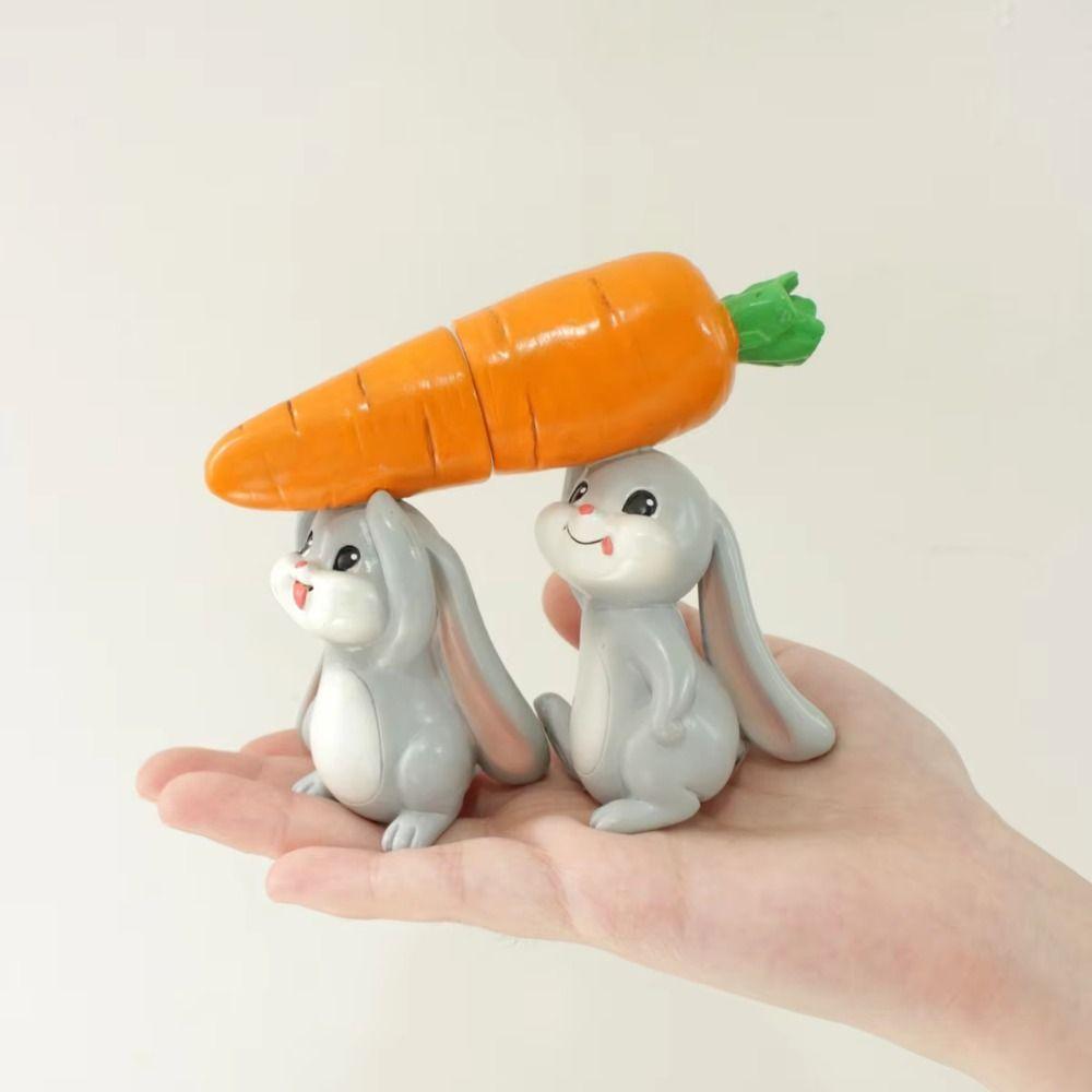 2Pcs/Set Colorful Resin Rabbit Decoration Easter Bunny Carrot Ornament  Party Decoration