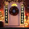 Labeol Happy New Year Banner, 72 x 12 Inch Large Front Door Porch Sign Hanging Banner Decorations New Years Eve Party Supplies 2025, Happy 2025