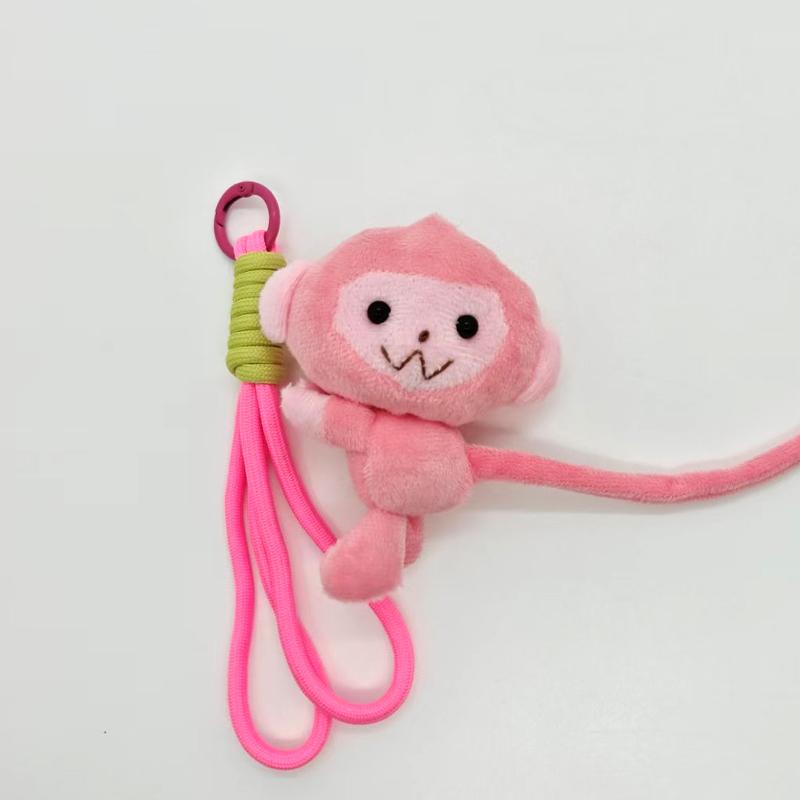 

Cartoon Monkey Plush Keychain Pink Brown Long Tailed Fluffy Stuffed Doll Charms Bag Pendant Accessories Couple Gift Cute Things