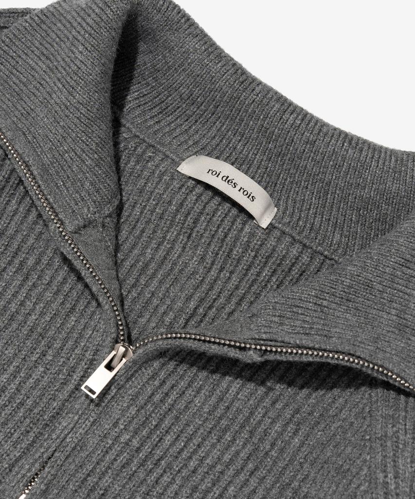 ROIDESROIS Raglan Half-Zip Collar Ribbed Knit (Charcoal)