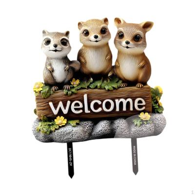 Garden Stake, Welcome Squirrel Yard Sign, Bird Sculpture, Colorful PVC 2D Plaque Decor