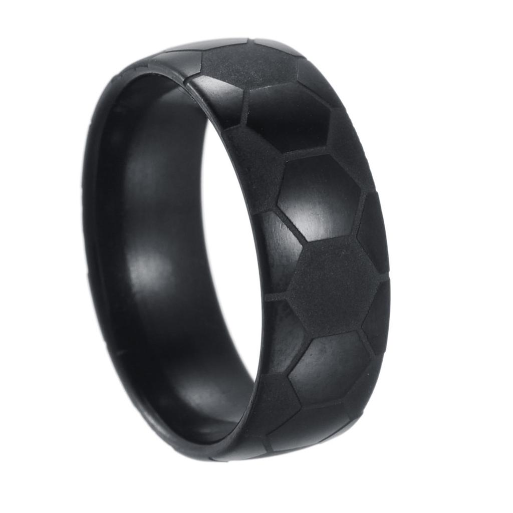 Fede in Tungsteno Nero Anelli Punk Trama d'Acciaio per Uomo Donna Scanalatura Fibra di Carbonio Anello alla Moda