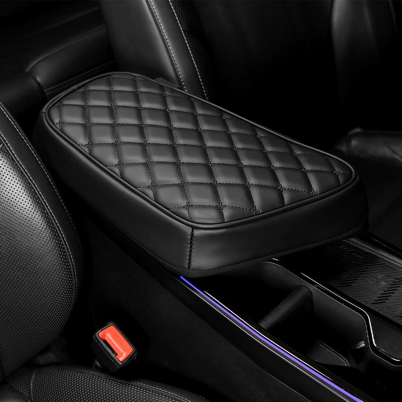 Black Anti-Slip Soft Leather Car Center Console Armrest Pad Cover  For Kia EV6 -2025 LHD