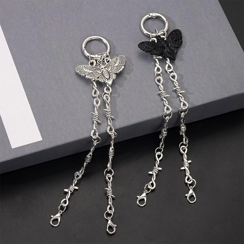 1Pc Retro Detachable Skull Moth Pendant Shoe Decor Chain Easy-Release Buckle Mechanism Ideal Diy Accessory