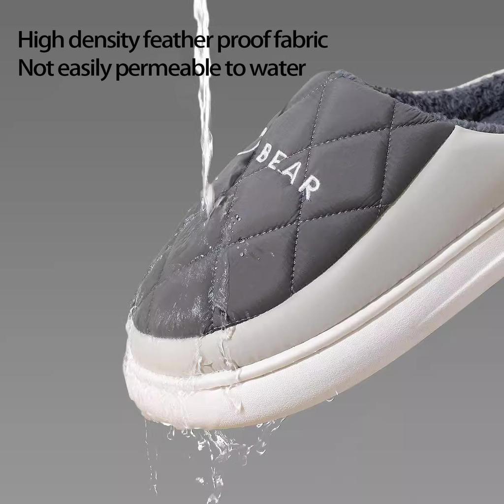 Waterproof Non-Slip Cotton Winter Slippers for Couples - Warm Indoor Footwear for Women