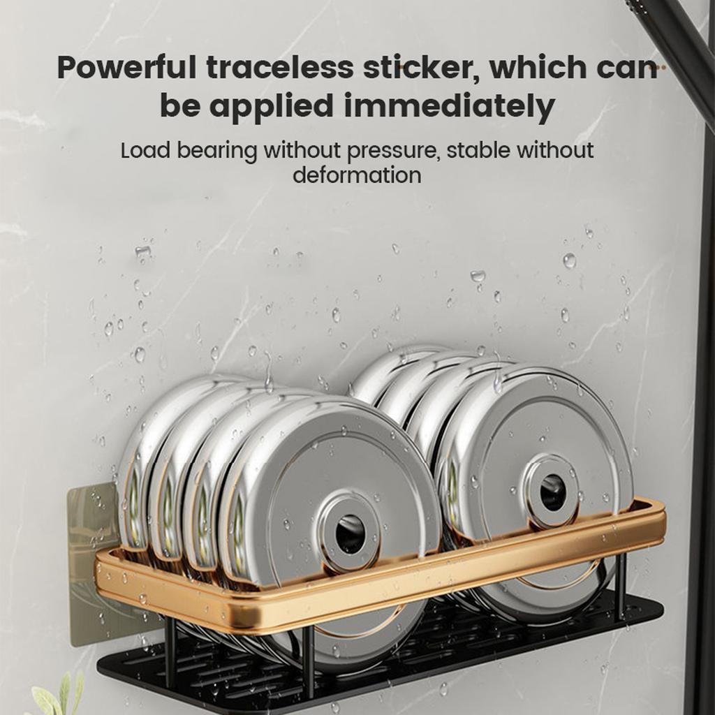 Shower Storage Rack 3 Layers Punch   Rectangle Aluminum Shower Shelf Basket for Home Bathroom