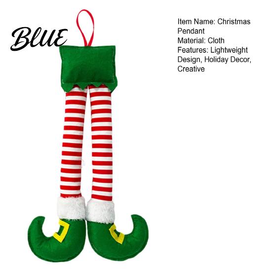 Christmas Elf Leg Decorations Hanging Ornaments, Red Green Striped Fabric Lightweight for Holiday Tree Fireplace And Car Interior Party Supplies