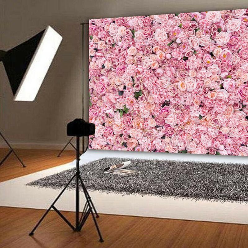 Pink Rose Flower Wall Backdrops Wedding Birthday Floral Theme Party Background