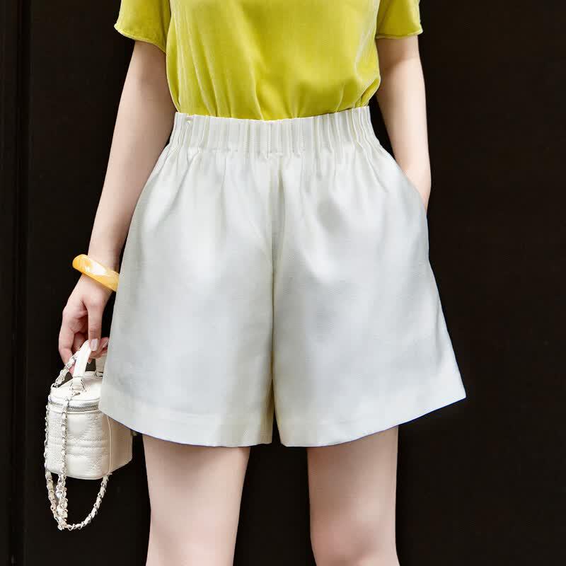 Lanser Women's Ruched Elastic Waist Casual Shorts