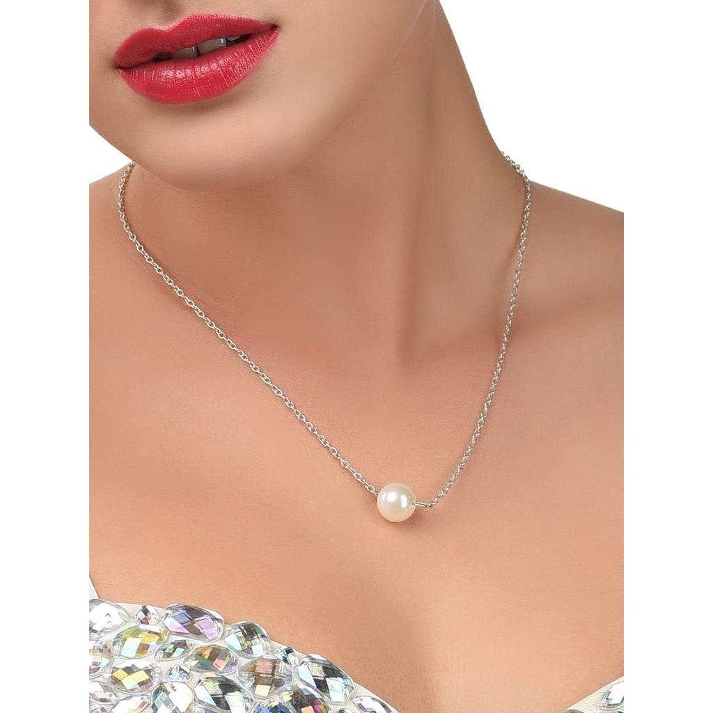 Silver Tone Pear Contemporary Brass Chain For Women