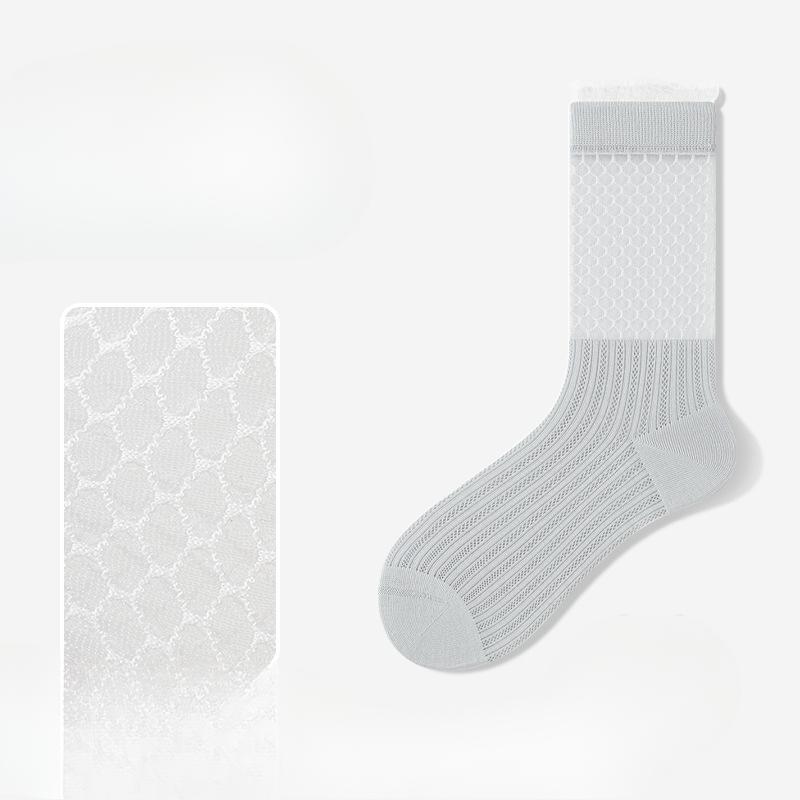 Women's Summer Thin Lace Hollow Mesh Breathable College Wind Tube Cotton Socks