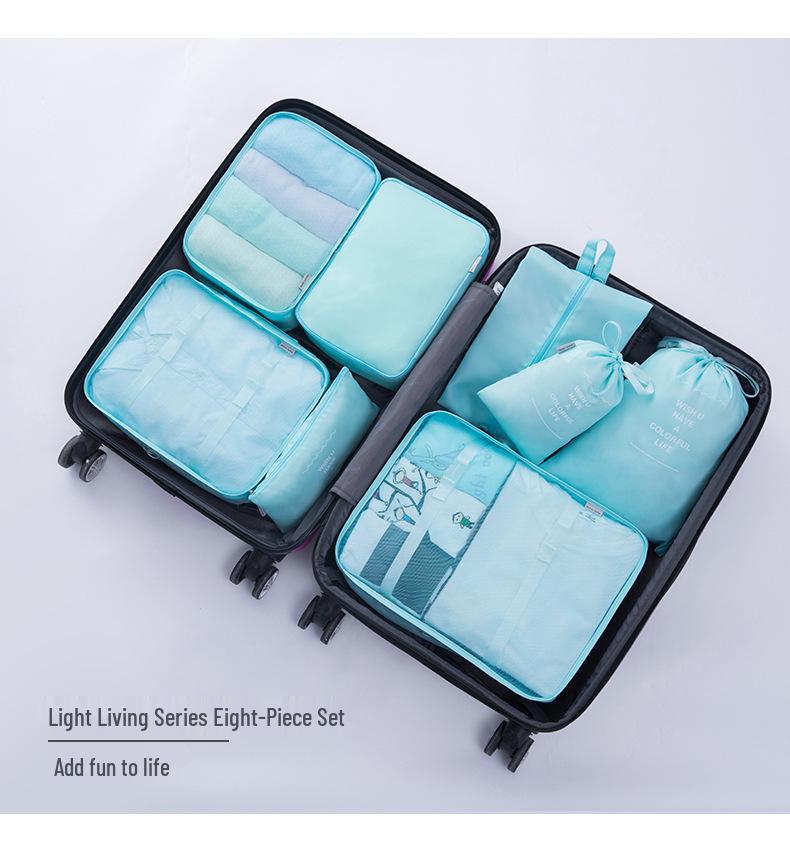 Travel Storage Set: Foldable Toiletry, Makeup, Clothes, Shoes, Digital Accessories, and Drawstring Luggage Bags.