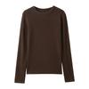 Women's Autumn And Winter Solid Color T Shirt With Brushed Long Sleeved Base Underneath
