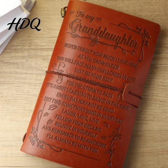 Faux Leather Diary Journal Notebook Loose-Leaf Refillable Cover with Elastic Flexible Writing