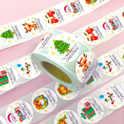 500 Sheets/roll Christmas Sticker Envelope Sealing Cartoon DIY Sticker Children's Holiday Gift Packaging Roll Sticker