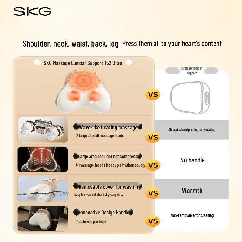 SKG T5 2nd Gen Ultra Wireless Multi-Functional Massage Cushion CN Plug (adapter Included)