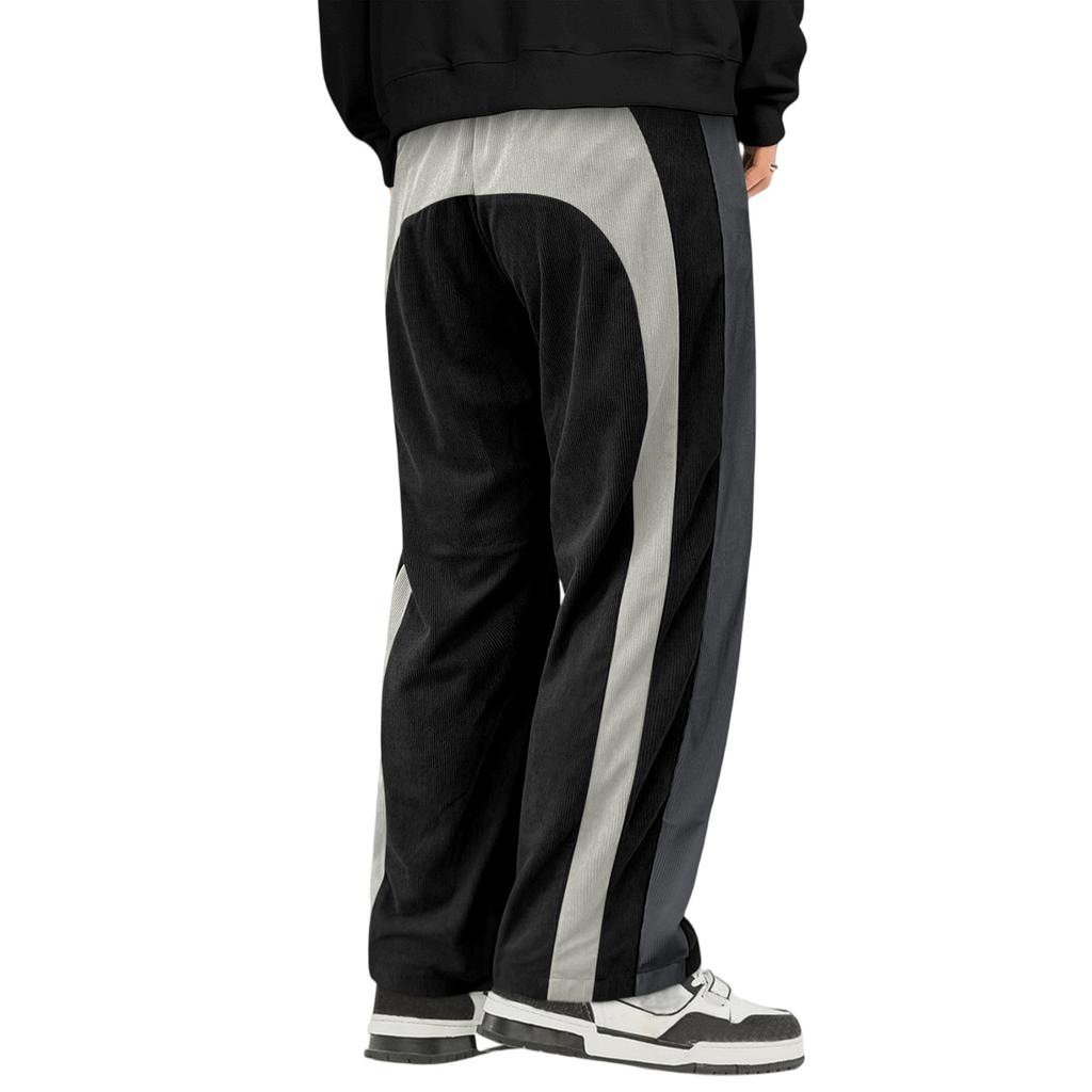 Men's Colorblock Striped Corduroy Trousers Men's Casual Fashion Trousers