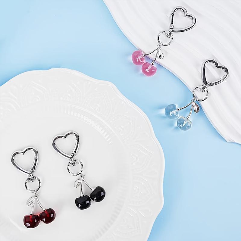 1PC Luxury Cherry Keychain for Women Decoration Designer Cherry Pendant Wallet Decor Fruit 7.5x2.6cm