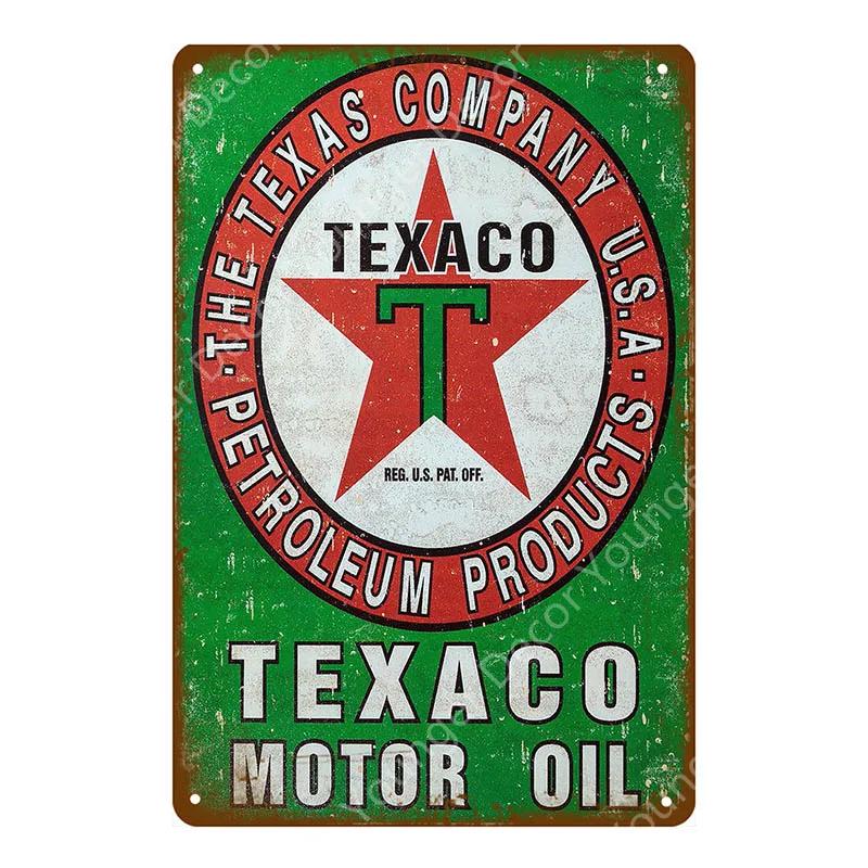 Vintage Texaco Motor Oil Signs Sky Chief Castrol BP Metal Poster Wall Art Painting Plate Garage Gas Gasoline Station Decor YJ
