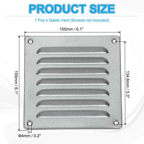 PATIKIL 155x155mm Aluminum Vent Cover, HVAC Air Drain, Ventilation System, Home Renovation, Fireplace, Bathroom, Wall, Silver, 1 Piece