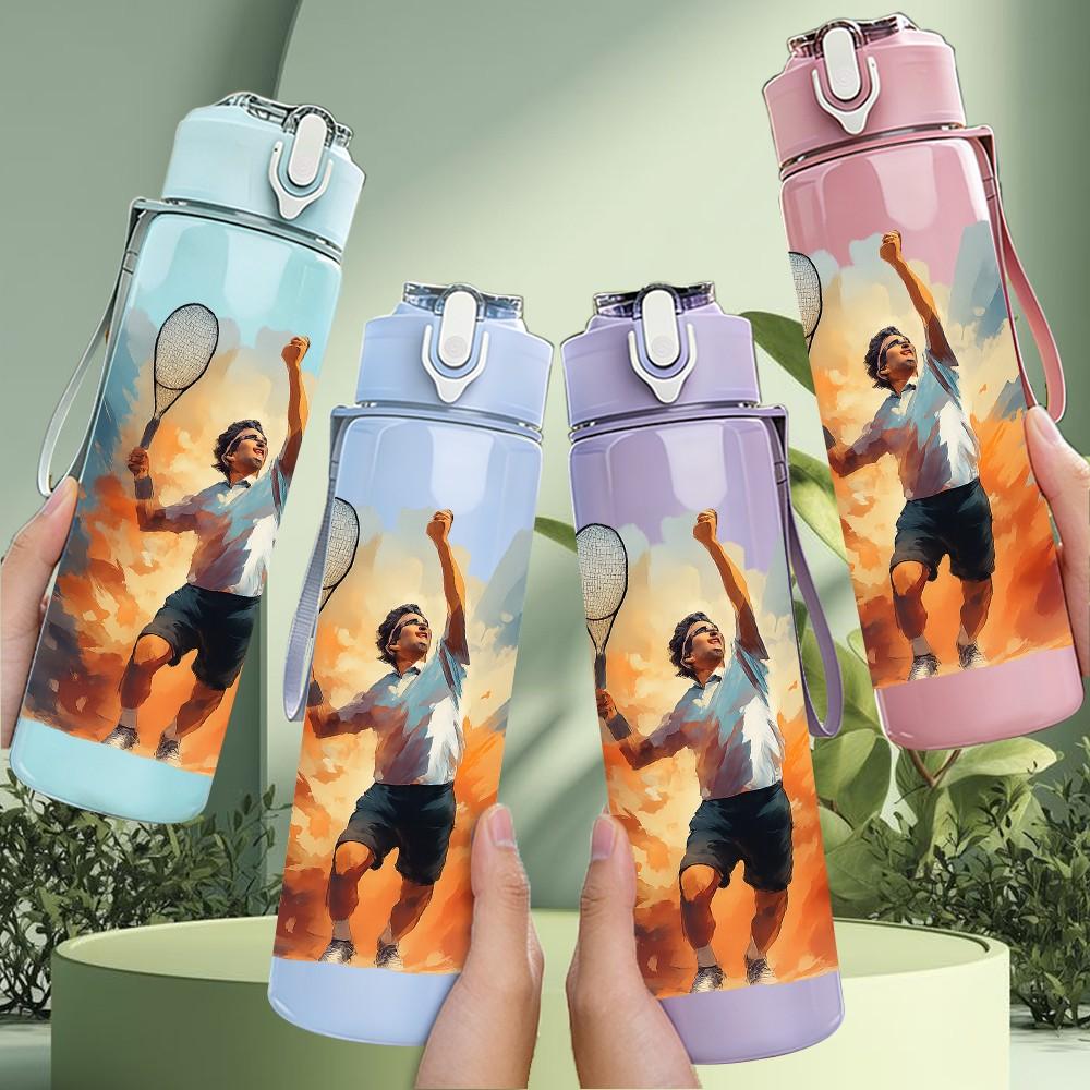 1PC Runner Explosion Silhouette 750ml Color Plastic Sports Water Bottle Leakproof Flip Straw Lid Suitable for Sports Office Home Use