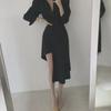 Niche French Slim Irregular Shirt Dress - Spring & Autumn, Waist-Slimming, Belly-Covering