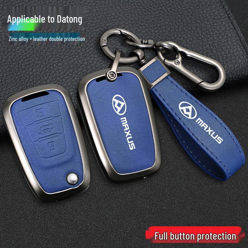 Fits 25 Models: SAIC Maxus V80 Key Cover, Metal Shell with Genuine Leather Buckle