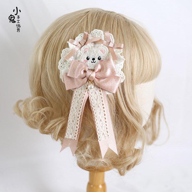 Original Handmade Angel Bear Boy Headband Small Accessories Small Top Hat Sweet Cute Bear Ear Lolita Flower Ball