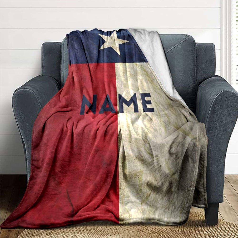 Texas Flag Design With 'Name' Text Overlay Throw Personalized Blanket Personalized Name Warmthful Decor Versatile For Sofa Couch Office Bed Picnics