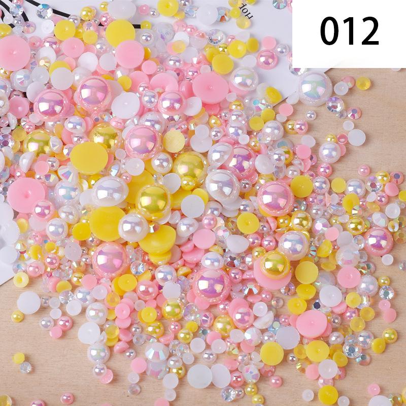 Yantuo 1000g Mixed Packaging Flat Back Pearls Resin Rhinestone Jelly Rhinestones Bulk Abs Loose Pearl for DIY Decoration