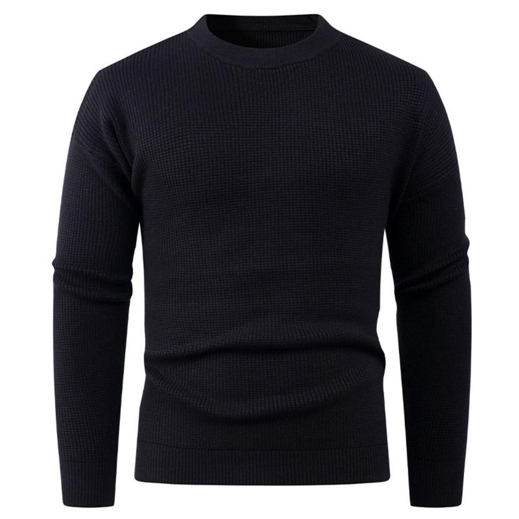 Men's Casual And Fashionable Sweater, Long-sleeved Round-neck Knitted Small Checkered Top