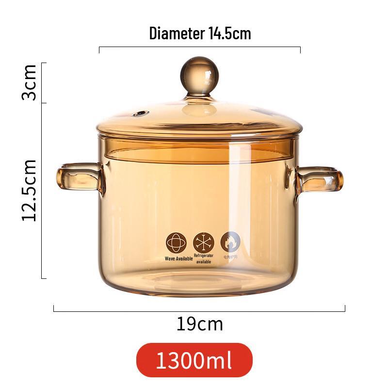 

ZISIZ Amber Glass Noodle Bowl with Lid