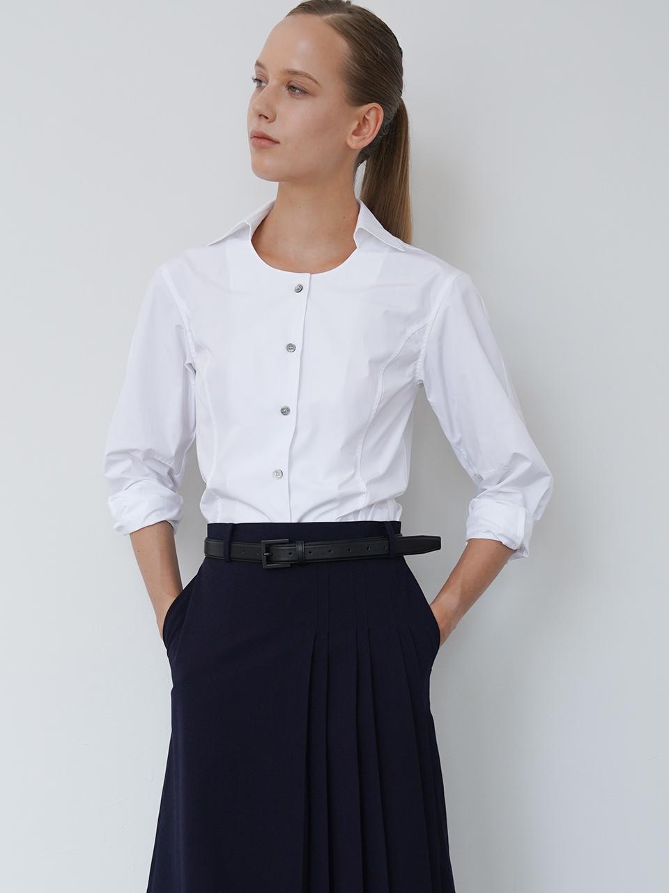 Raye Sua Hourglass V-Neck Collar Blouse (White) 1