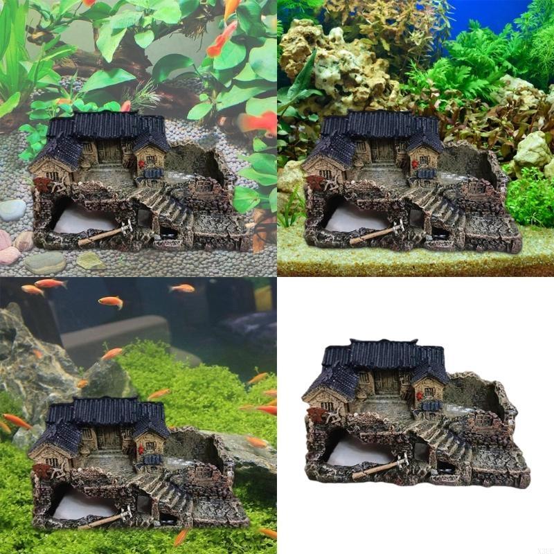 Aquariums Decoration Antique Building Figurine Landscaping Statue for Fish Shrimp X3UC CN