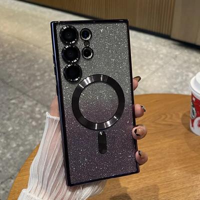 Luxus Bling Glitzer Farbverlauf Bunte Magnetische Handyhülle für Samsung S24 S23 S22 Ultra Plus FE Bumper Magsafe Wireless Cover