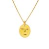 Creative Smiley Face Portrait Pendant Necklace - Gold Plated Titanium Steel Clavicle Chain, European & American Style
