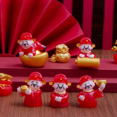 Μικρο-τοπίο Διακόσμηση Πρωτοχρονιάς Εορταστικός Θεός του Πλούτου Yuanbao Λωτός Ρητίνη Χειροτεχνήματα Αυτοκίνητο Επιτραπέζιο Γούρι Μικρή Διακόσμηση