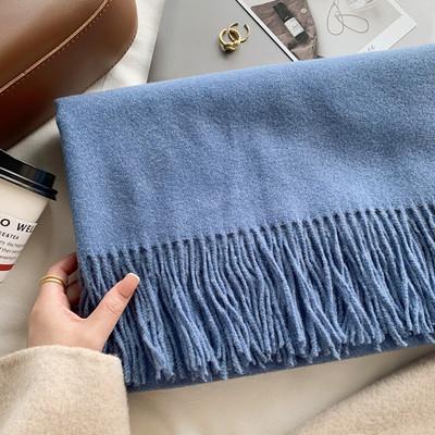 New solid color Maillard scarf women's winter high-end wool dopamine imitation cashmere scarf warm scarf