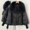 Women's Winter New High-end Fur Raccoon Hair Big Fur Collar Down Jacket Fashion Design Knitted Sleeves Thickened Jacket