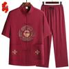 Men's Chinese Style Ice Silk Short Sleeve Tang Suit Set