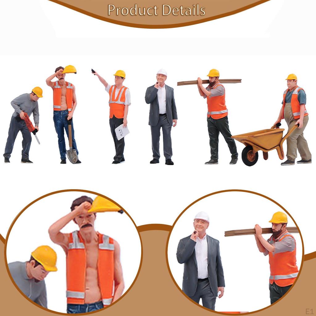 1/24 Construction Site Worker Figures Diorama Characters Collections Birthday Gift Photo Prop Micro