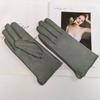 Ladies Sheepskin Gloves Classic Solid Color Versatile Leather Spring Knit Lining Cycling Driving Gloves Autumn
